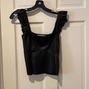 Zara vegan knit ruffle tank black small